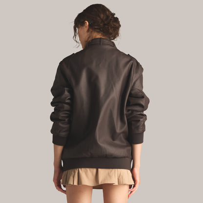 Women's Faux Leather Iconic Racer Oversized Jacket