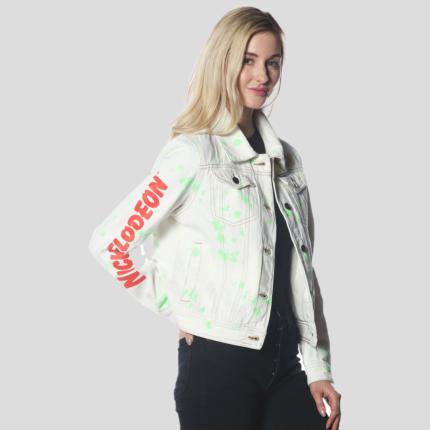 Women's White Denim Nickelodeon Trucker With Pai Jacket - FINAL SALE