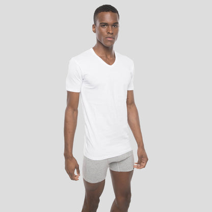 Men's 3PK Cotton V-Neck T-Shirt - White - FINAL SALE