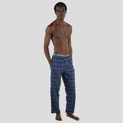 Men's Flannel Sleep Pants Logo Elastic - Blue - FINAL SALE