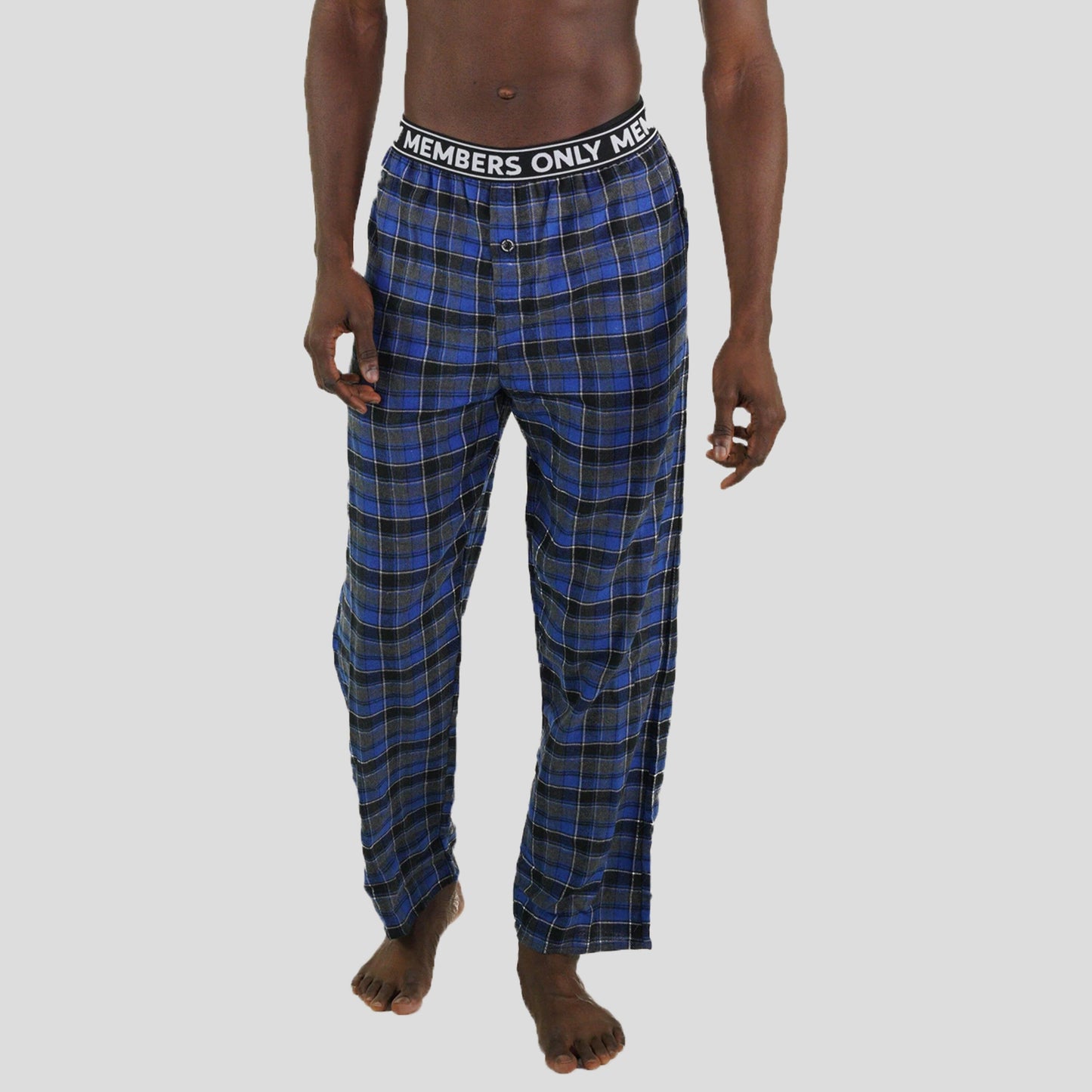 Men's Flannel Sleep Pants Logo Elastic - Blue - FINAL SALE