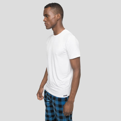 Men's Short Sleeve Bamboo Rayon Sleep Shirt - WHITE - FINAL SALE