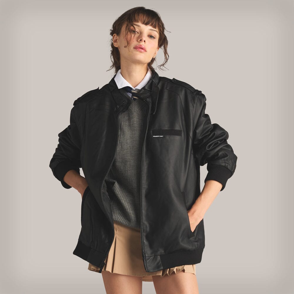 Women's Faux Leather Iconic Racer Oversized Jacket