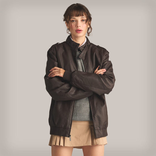 Women's Faux Leather Iconic Racer Oversized Jacket